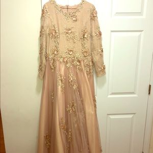 Handmade Long Sleeve Floor Length Evening Gown
